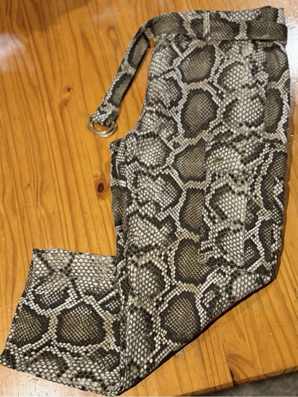 Michael Kors Snakeskin Python Print Belted Pants